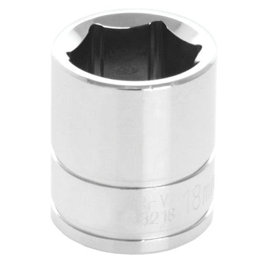 Performance Tool W38218 3/8" DR x 18mm Chrome Socket  - 6 Pt.