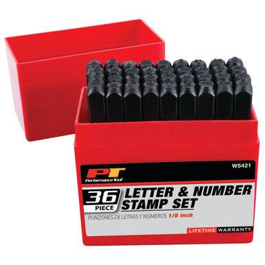 Performance Tool W5421 1/8" Steel Letter/Number Stamp Set