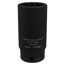 Load image into Gallery viewer, Performance Tool W83177 1/2&quot; DR x 32mm Impact Axle Nut Socket - 12Pt.
