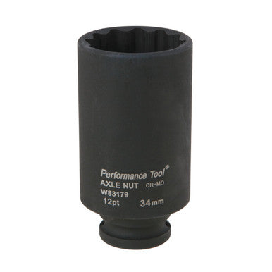 Performance Tool W83179 1/2" DR x 34mm Impact Axle Nut Socket - 12Pt.