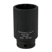 Load image into Gallery viewer, Performance Tool W83180 1/2&quot; DR x 36mm Impact Axle Nut Socket - 12Pt.