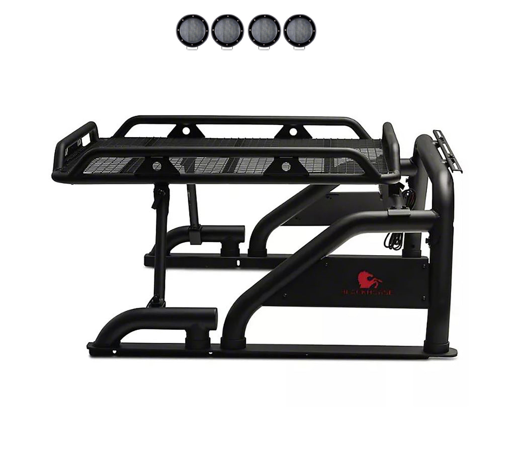 Black Horse Off Road WRB-001BK-PLFB Warrior Roll Bar Kit for Select Chevrolet Silverado 1500, Chevrolet Silverado HD, Chevrolet Silverado 3500, Chevrolet Silverado HD, Dodge Ram 1500, Dodge Ram 2500, Dodge Ram 3500, Ford F-150, GMC Sierra 1500, GMC