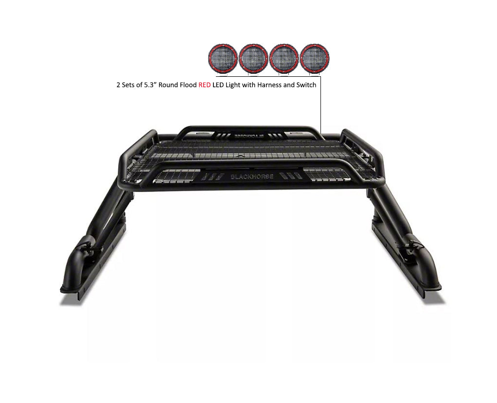 Black Horse Off Road WRB-001BK-PLFR Warrior Roll Bar Kit for Select Chevrolet Silverado 1500, Chevrolet Silverado HD, Chevrolet Silverado 3500, Chevrolet Silverado HD, Dodge Ram 1500, Dodge Ram 2500, Dodge Ram 3500, Ford F-150, GMC Sierra 1500, GMC