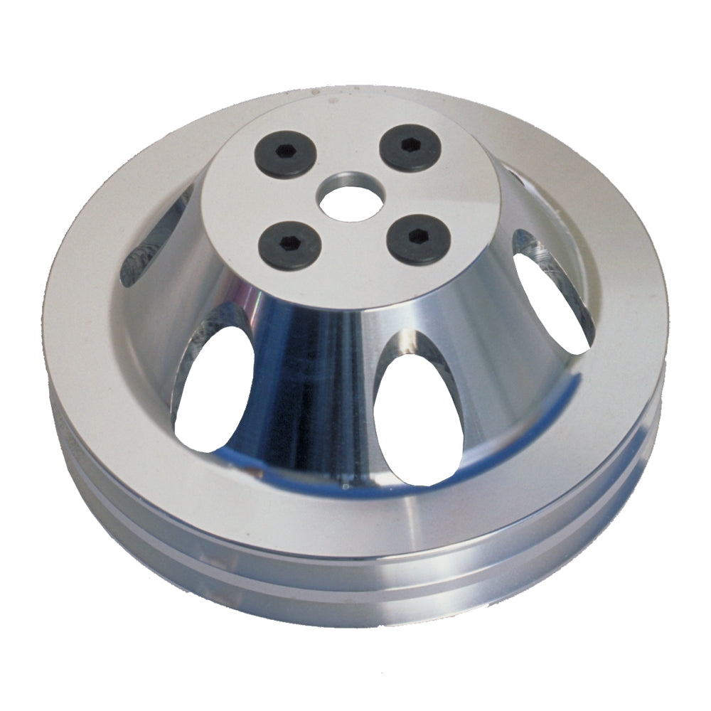 Water-Pump-Pulley;-2-Groove;-55-68-Chevrolet-396-454;-Short-WP--Pol.-Aluminum