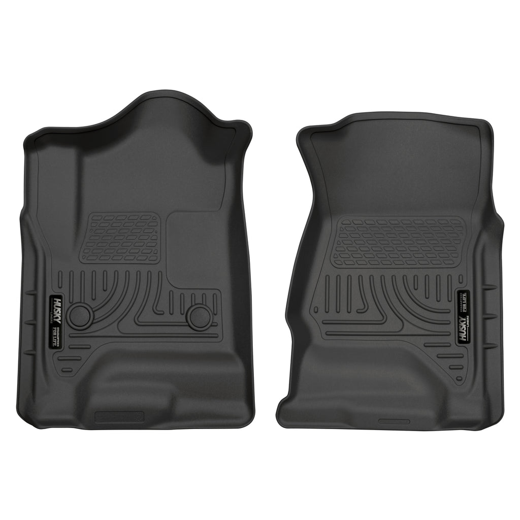 Weatherbeater-Black-Front-Floor-Liners-;-14-18-SilveradoSierra-Crew-Extended-Cab-1500-15-19-Hd
