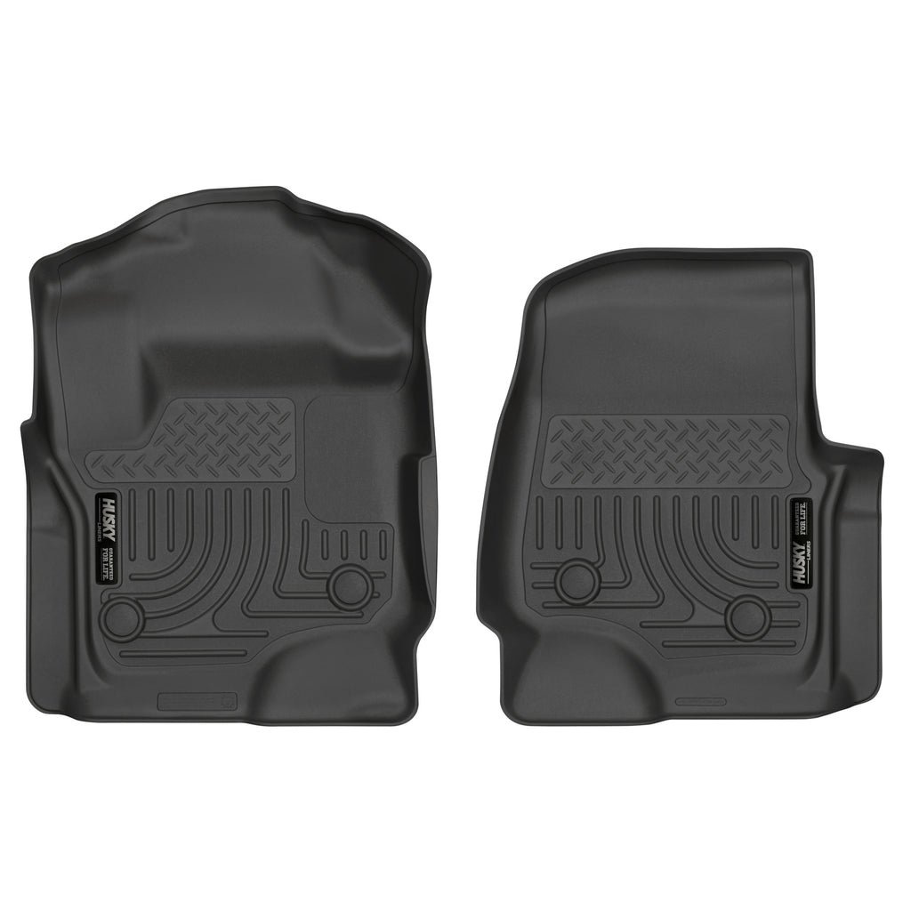 Weatherbeater-Black-Front-Floor-Liners-;-17-21-Super-Duty-ExtendedCrew-Cab-With-Vinyl-Flooring