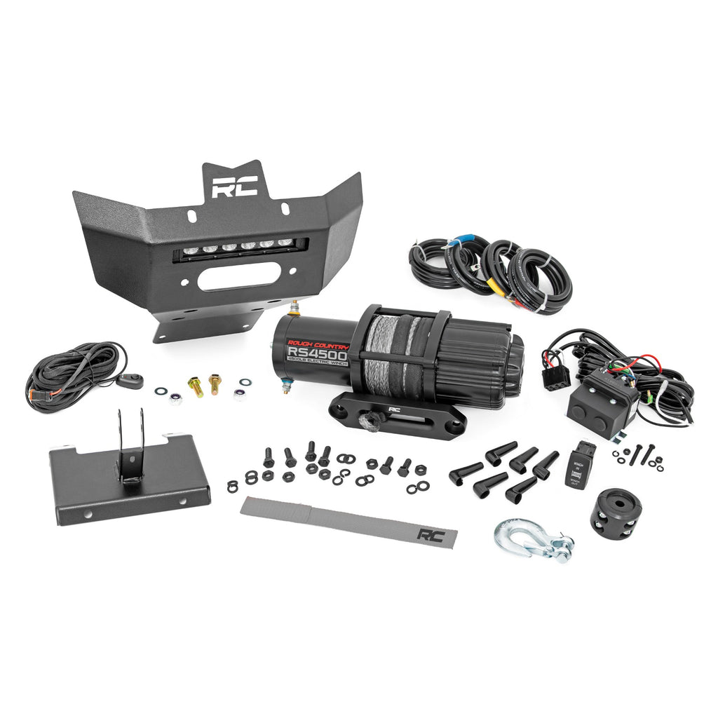 Winch-Bumper-4500-Lb-Winch-Black-Series-Led-6-Inch-Light-13-21-Can-Am-Renegade-Rough-Country