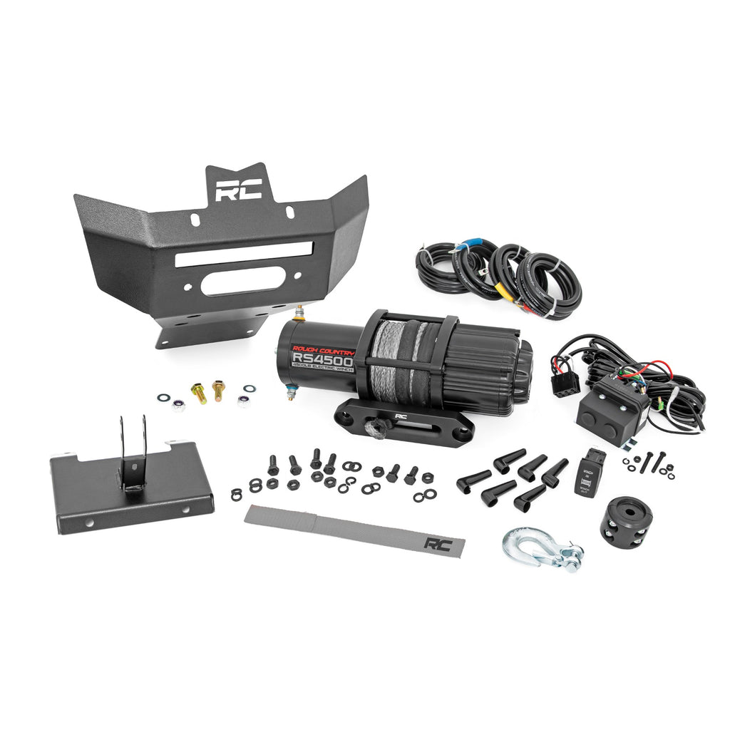 Winch-Bumper-4500-Lb-Winch-Synthetic-Rope-12-22-Can-Am-Renegade-1000Renegade-800R-Rough-Country