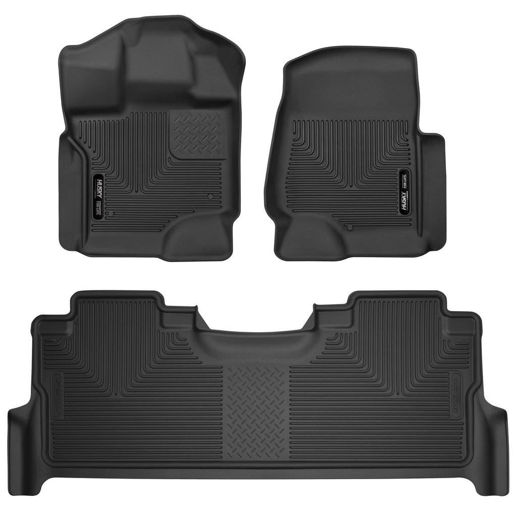 X-Act-Black-Front--Second-Row-Floor-Liners-;-17-22-Super-Duty-Crew-Cab-With-Factory-Storage-Box
