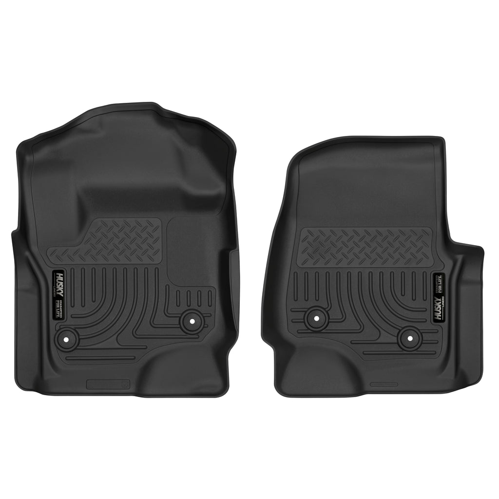 X-Act-Black-Front-Floor-Liners-;-17-21-Super-Duty-Extended-Crew-Cab-With-Vinyl-Flooring