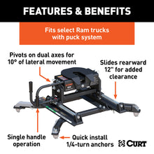 Load image into Gallery viewer, CURT 16684 E16 Sliding 5th Wheel Hitch; 16K; Select Ram 2500; 3500; 6.5ft. Bed Puck System - Truck Part Superstore