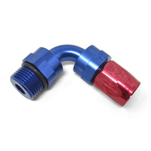 Load image into Gallery viewer, Performance-Hose-End-6-Hose-To-6-Radius-Inlet-Port-Swivel-90-Deg-RedBlue