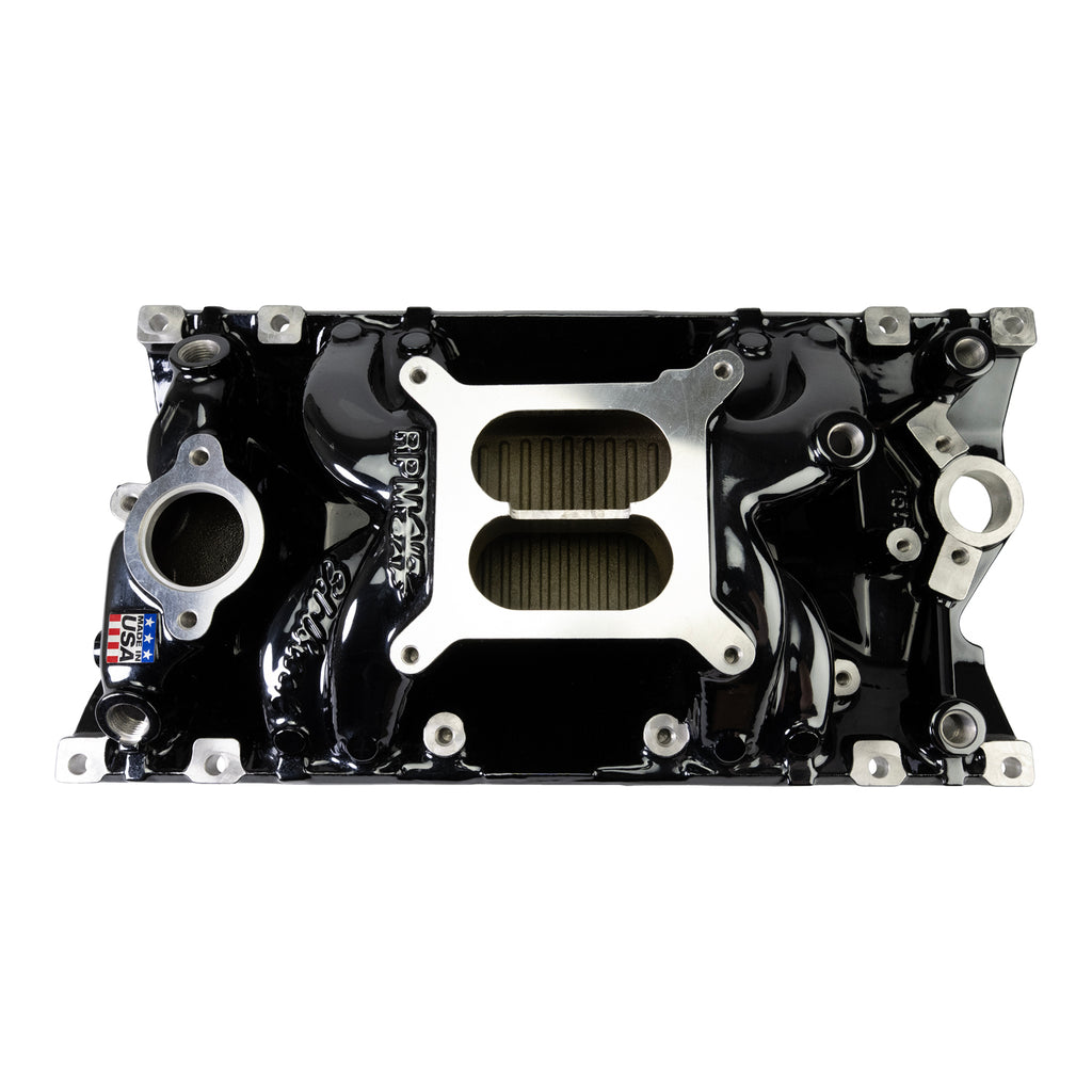 Rpm-Air-Gap-Manifold-For-Small-Block-Chevy-Vortec,-Black-Plasma-Finish