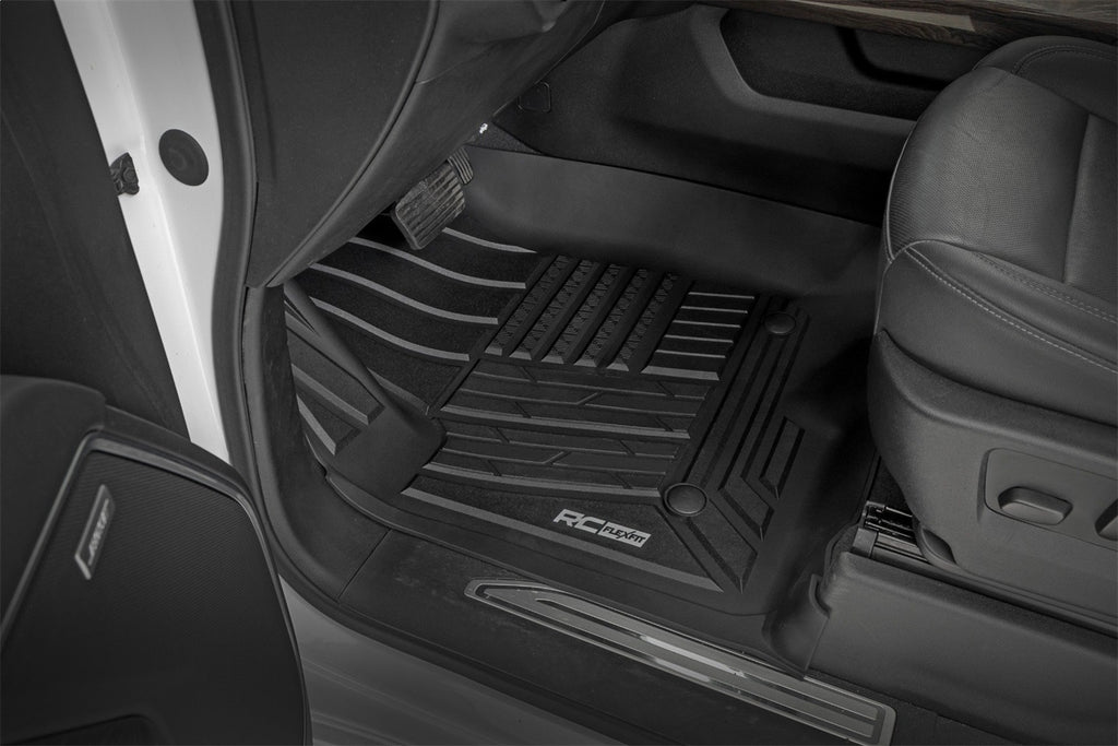 Rough Country FF-21612 Flex-Fit Floor Mats for Select Chevrolet Silverado 1500, Chevrolet Silverado LTD, Chevrolet Silverado HD, Chevrolet Silverado HD, GMC Sierra 1500, GMC Sierra Limited, GMC Sierra HD, GMC Sierra HD