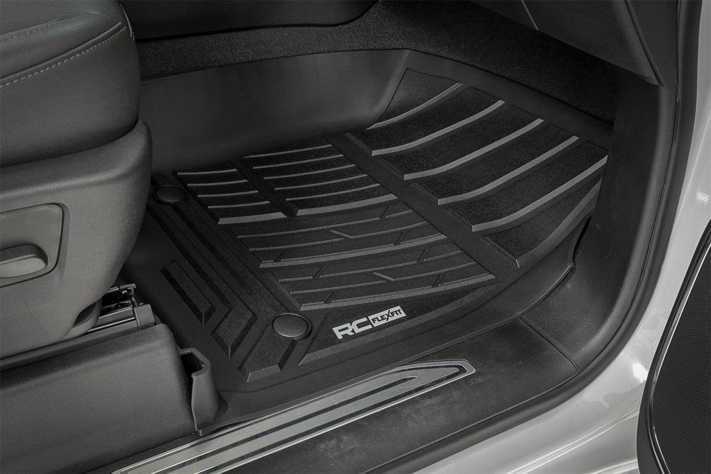 Rough Country FF-21612 Flex-Fit Floor Mats for Select Chevrolet Silverado 1500, Chevrolet Silverado LTD, Chevrolet Silverado HD, Chevrolet Silverado HD, GMC Sierra 1500, GMC Sierra Limited, GMC Sierra HD, GMC Sierra HD
