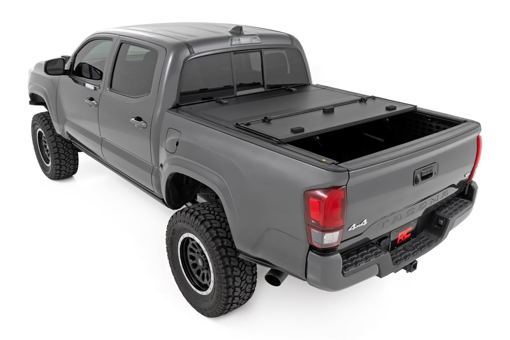 Rough Country 49415500 Hard Tri-Fold Tonneau Bed Cover for Select Toyota Tacoma