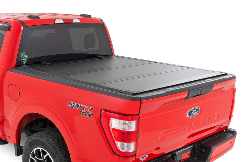 Rough Country 49220550 Hard Tri-Fold Tonneau Bed Cover for Select Ford F-150