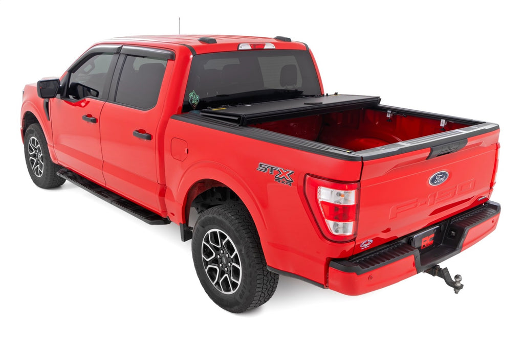 Rough Country 49220550 Hard Tri-Fold Tonneau Bed Cover for Select Ford F-150