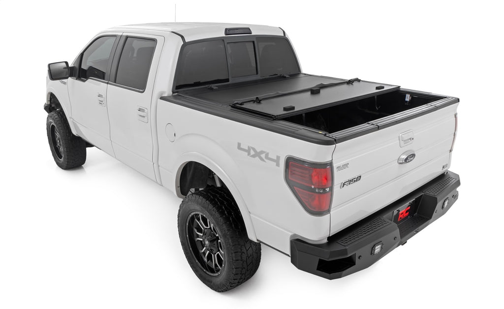 Rough Country 49214650 Hard Tri-Fold Tonneau Bed Cover for Select Ford F-150