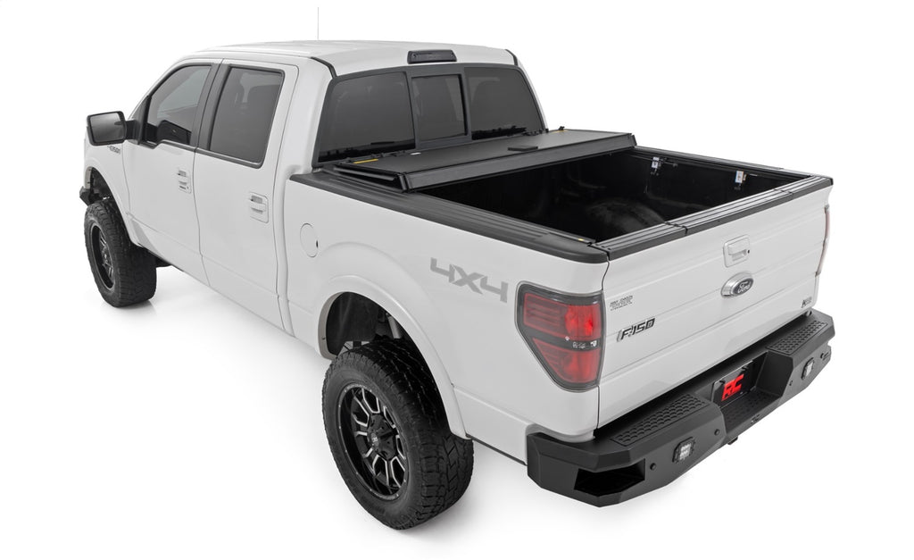 Rough Country 49214650 Hard Tri-Fold Tonneau Bed Cover for Select Ford F-150