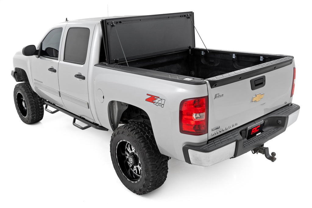 Rough Country 49113551 Hard Tri-Fold Tonneau Bed Cover for Select Chevrolet Silverado 1500, GMC Sierra