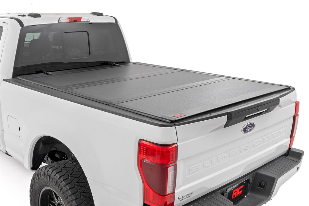 Rough Country 49220651 Hard Tri-Fold Tonneau Bed Cover for Select Ford F-250 Super Duty, Ford F-350 Super Duty