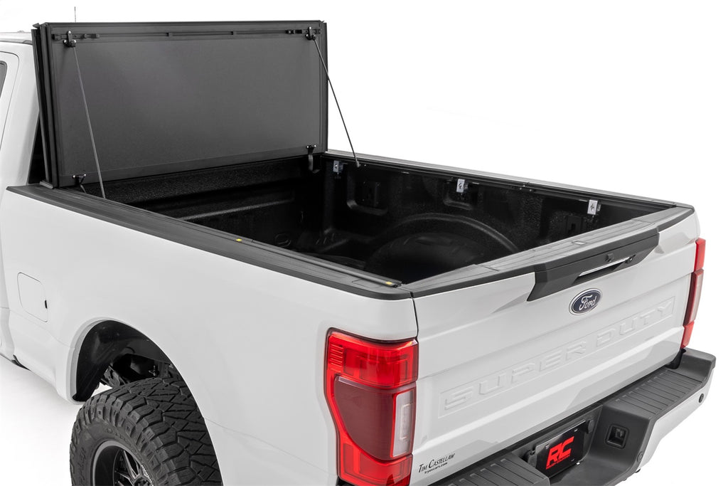 Rough Country 49220651 Hard Tri-Fold Tonneau Bed Cover for Select Ford F-250 Super Duty, Ford F-350 Super Duty