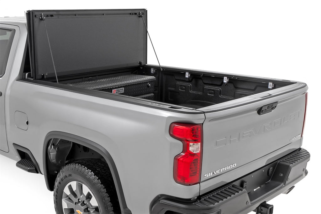 Rough Country 49120651 Hard Tri-Fold Tonneau Bed Cover for Select Chevrolet Silverado HD, Chevrolet Silverado HD, GMC Sierra HD, GMC Sierra HD