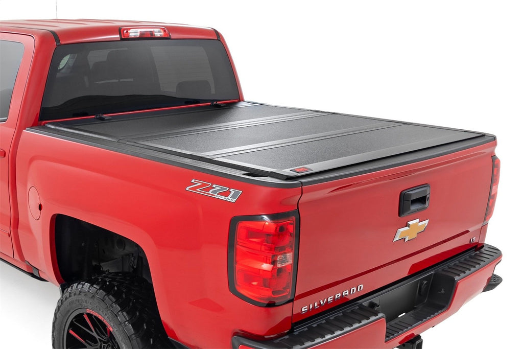 Rough Country 49119551 Hard Tri-Fold Tonneau Bed Cover for Select Chevrolet Silverado 1500, GMC Sierra