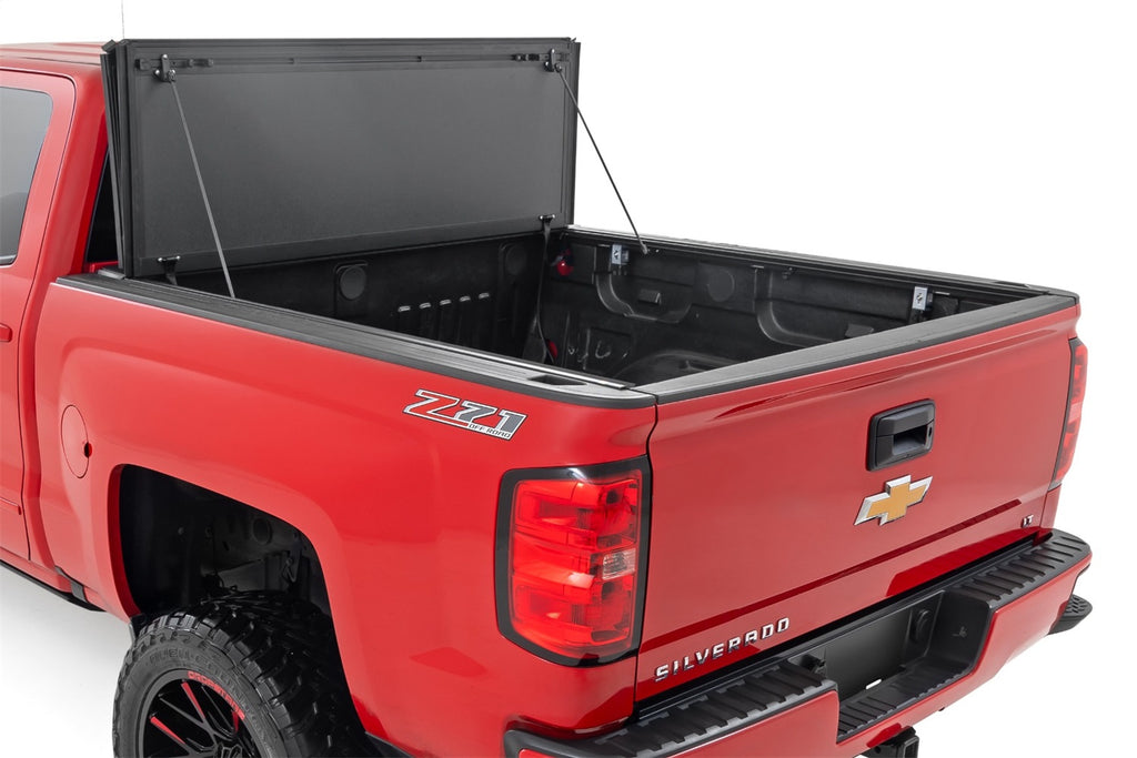 Rough Country 49119551 Hard Tri-Fold Tonneau Bed Cover for Select Chevrolet Silverado 1500, GMC Sierra