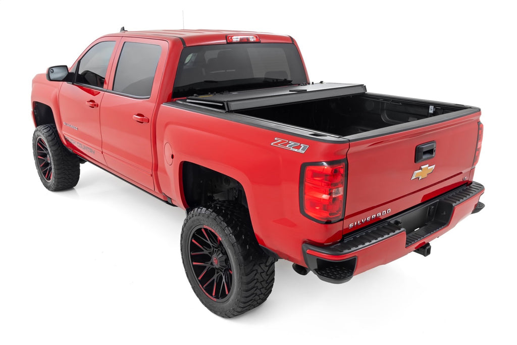 Rough Country 49119651 Hard Tri-Fold Tonneau Bed Cover for Select Chevrolet Silverado 1500, Chevrolet Silverado LD, Chevrolet Silverado HD, Chevrolet Silverado HD, GMC Sierra 1500, GMC Sierra Limited, GMC Sierra HD, GMC Sierra HD