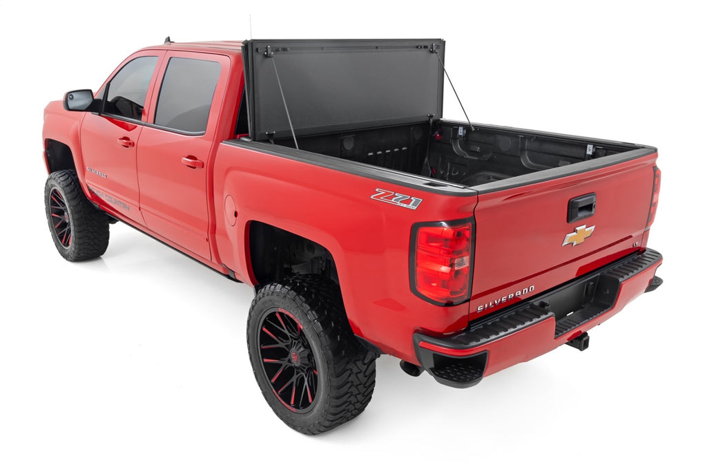 Rough Country 49119651 Hard Tri-Fold Tonneau Bed Cover for Select Chevrolet Silverado 1500, Chevrolet Silverado LD, Chevrolet Silverado HD, Chevrolet Silverado HD, GMC Sierra 1500, GMC Sierra Limited, GMC Sierra HD, GMC Sierra HD