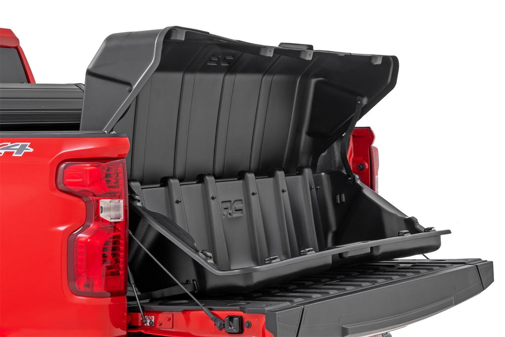Rough Country 10208 Truck Bed Cargo Storage Box for Select Chevrolet Silverado 1500, Chevrolet Silverado LD, Chevrolet Silverado LTD, Chevrolet Silverado HD, Ford F-150, Ford F-150 Lightning, Ford F-250 Super Duty, Ford F-350 Super Duty, GMC Sierra 1500,