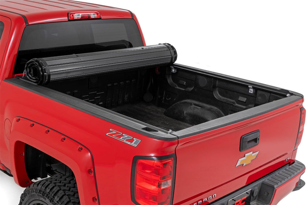 Rough Country 50214550 Hard Roll Up Bed Cover for Select Chevrolet Silverado 1500, GMC Sierra