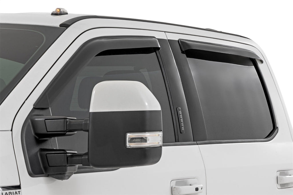 Rough Country 931524 Side Window Deflectors for Select Ford F-150, Ford F-150 Lightning, Ford F-250 Super Duty, Ford F-350 Super Duty