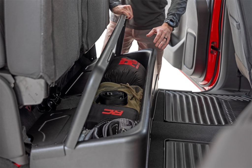Rough Country RC09071 Under Seat Storage Compartment for Select Chevrolet Silverado 1500, Chevrolet Silverado LTD, Chevrolet Silverado HD, Chevrolet Silverado HD, GMC Sierra 1500, GMC Sierra Limited, GMC Sierra HD, GMC Sierra HD
