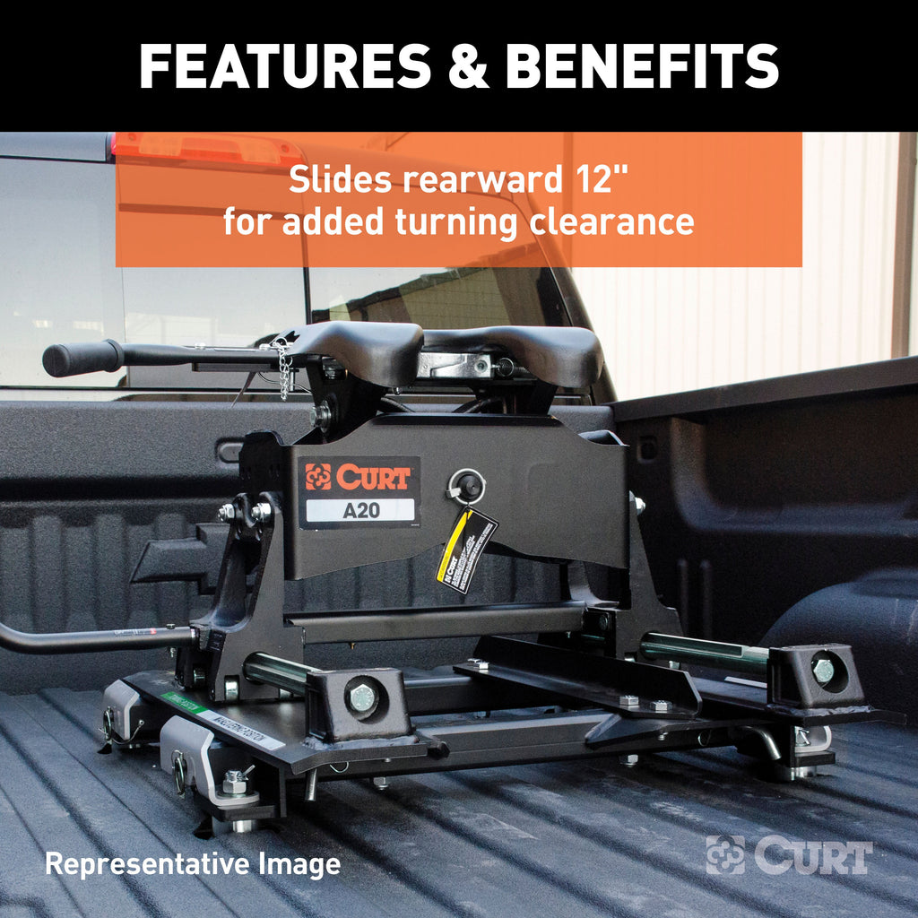 CURT 16668 A16 Sliding 5th Wheel Hitch; 16K; Select Silverado; Sierra; 6.5ft. Bed Puck Syst - Truck Part Superstore