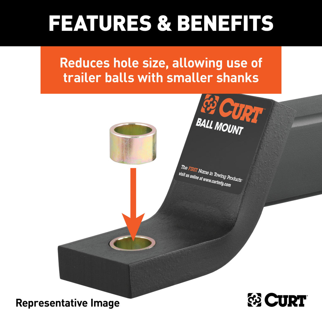 CURT 21301 Trailer Ball Reducer Bushing (From 1-3/8in. to 1-1/4in. Stem; Packaged) - Truck Part Superstore