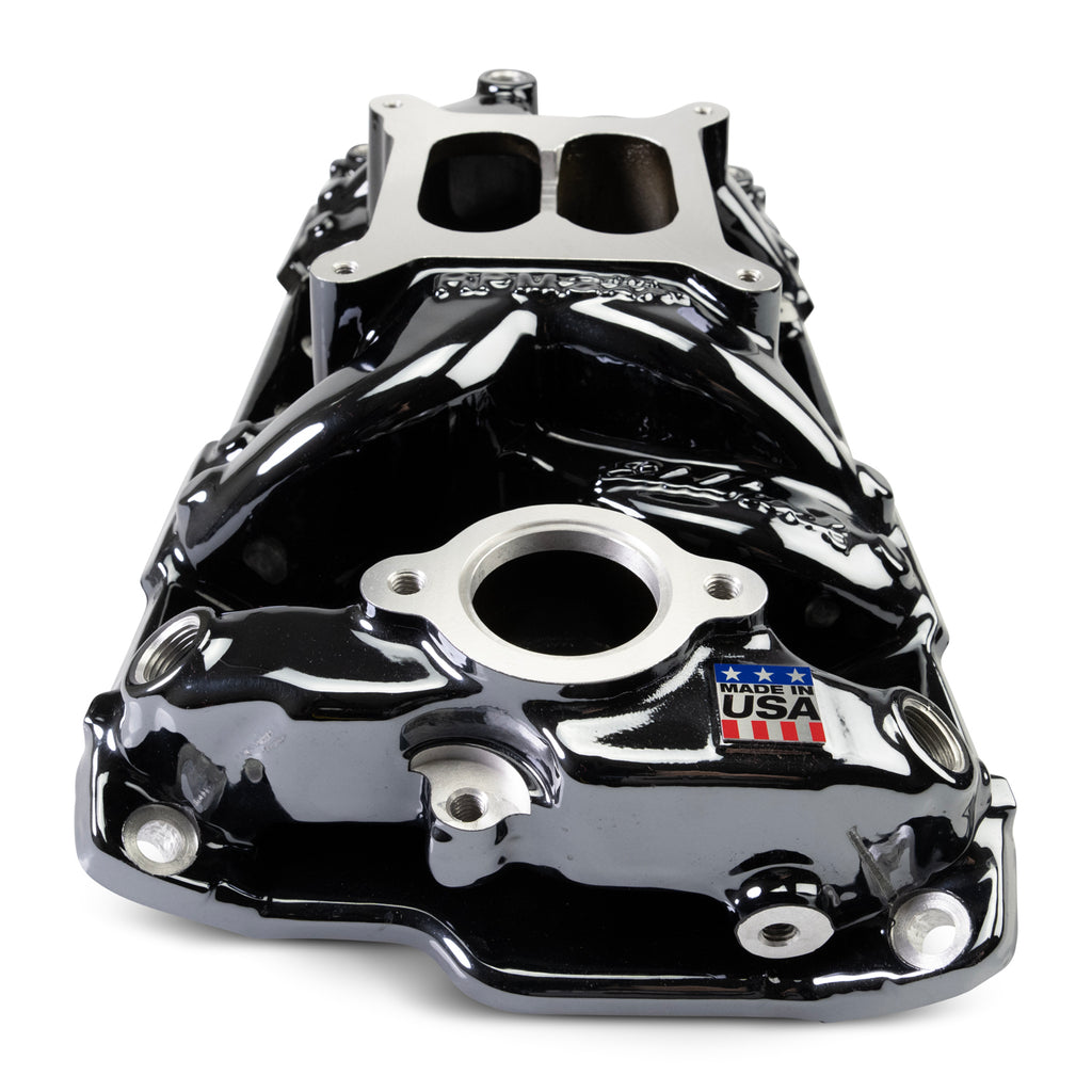Performer-Rpm-Small-Block-Chevy-Air-Gap-Intake-Manifold,-Black-Plasma-Finish