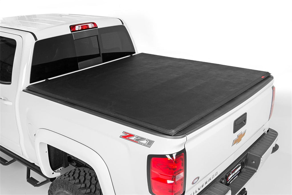 Rough Country 41288650A Soft Tri-Fold Tonneau Bed Cover for Select Chevrolet C1500, Chevrolet K1500, Chevrolet Silverado 1500, Chevrolet Silverado Classic, GMC C1500, GMC K1500, GMC Sierra 1500, GMC Sierra Classic