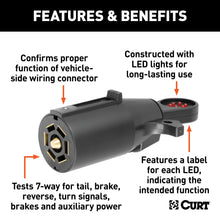 Load image into Gallery viewer, CURT 58270 CURT 58270 7-Pin RV Blade Trailer Wiring Towing Vehicle Socket Tester; Black - Truck Part Superstore