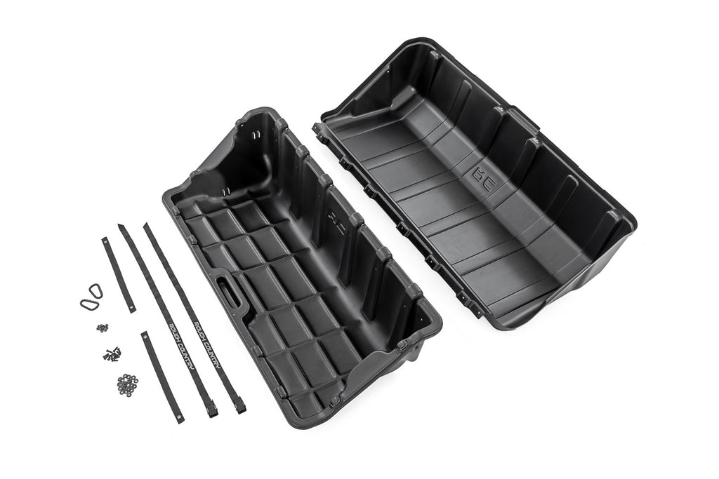 Rough Country 10208 Truck Bed Cargo Storage Box for Select Chevrolet Silverado 1500, Chevrolet Silverado LD, Chevrolet Silverado LTD, Chevrolet Silverado HD, Ford F-150, Ford F-150 Lightning, Ford F-250 Super Duty, Ford F-350 Super Duty, GMC Sierra 1500,