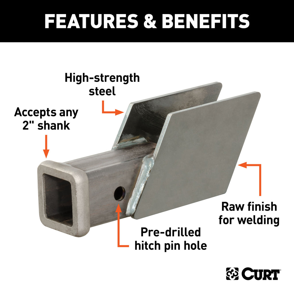 CURT 49717 CURT 49717 2-Inch Weld-On Raw Steel Trailer Hitch Receiver; 5;000 lbs - Truck Part Superstore