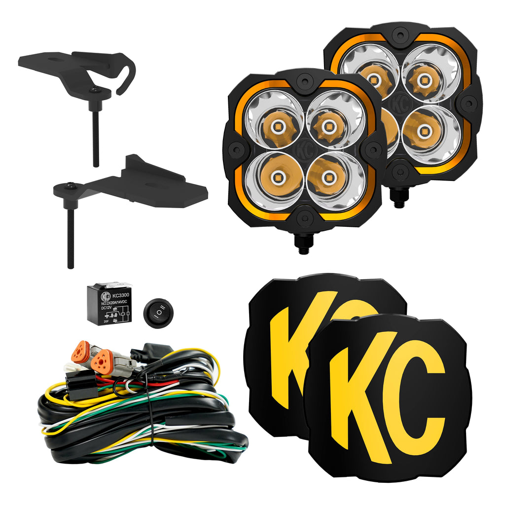 KC HiLiTES 97164 FLEX ERA 4 - LED 2-Lt Dtch Lt Kt - Spot Beam - 21+ Jeep Wrangler JL Rubicon 392 for Select Jeep Gladiator, Jeep Wrangler