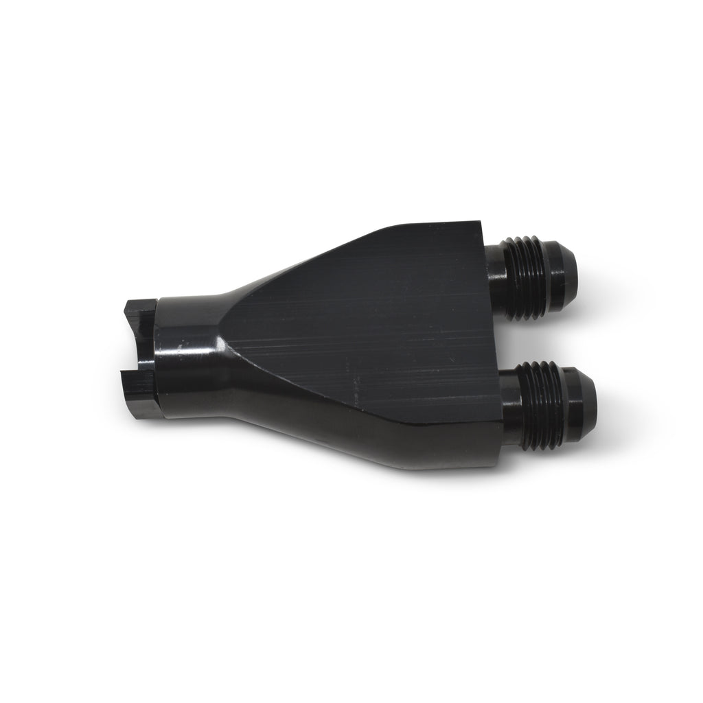 Performance-Billet-Y-Block-Adapter-38In-Sae-Qick-Disconnect-(2)--6An-Male-Flare-Black
