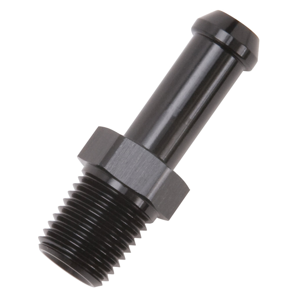 Hose-End-Straight-14In-Npt-To-38In-Barb-Black-Anodize
