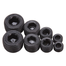 Load image into Gallery viewer, Fittings-Pipe-Plug-Kit-Internal-Allen-Head-18In-14In-38In-12In-Npt-Set-Of-8-Black