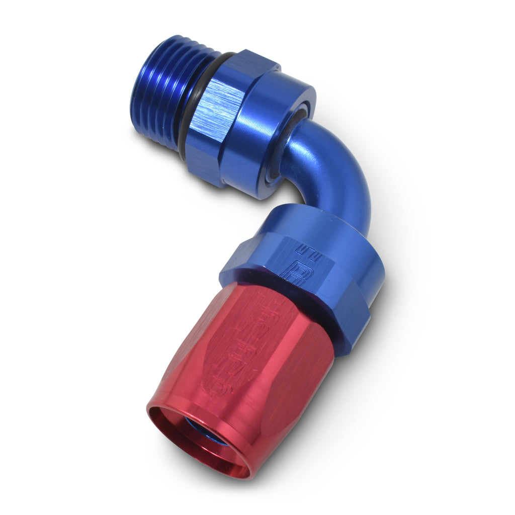 Performance-Hose-End-6-Hose-To-6-Radius-Inlet-Port-Swivel-90-Deg-RedBlue