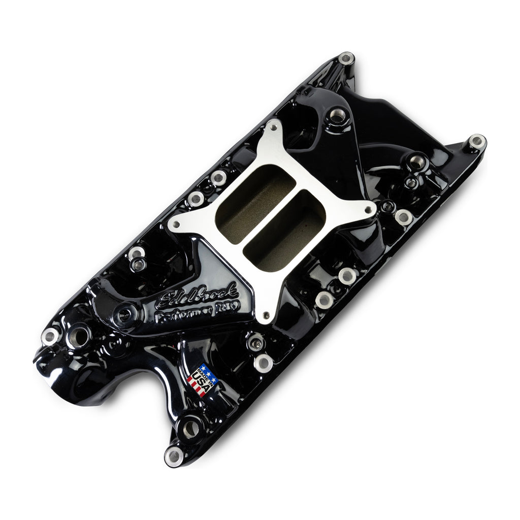 Performer-Intake-Manifold-For-Small-Block-Ford,-Black-Plasma-Finish