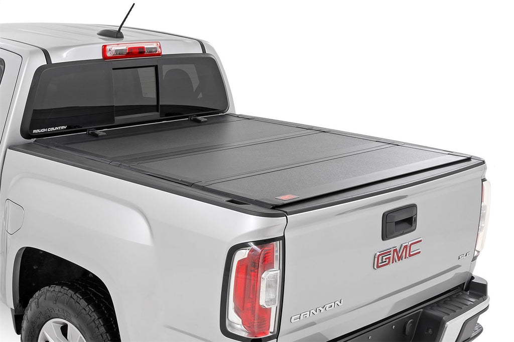 Rough Country 49120500 Hard Tri-Fold Tonneau Bed Cover for Select Chevrolet Colorado, GMC Canyon